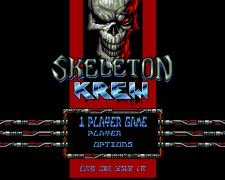 Skeleton Krew title screen for Amiga CD32